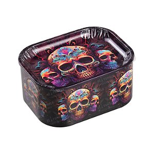 Bandeja De Metal Com Caixa - Caveira Mexicana