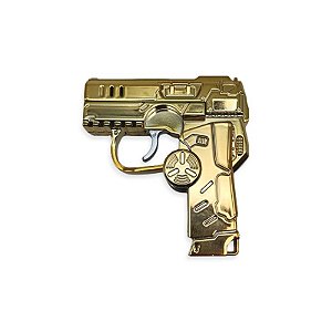 Isqueiro Maçarico Recarregável Formato Pistola com Spinner - Dourado