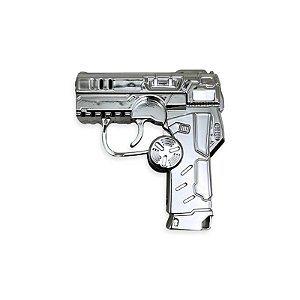 Isqueiro Maçarico Recarregável Formato Pistola com Spinner - Prata