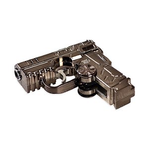 Isqueiro Maçarico Recarregável Formato Pistola com Spinner - Preto