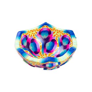Cuia de Cerâmica Plástica Psicodélica Pequena- Mix Azul, Roxo e Verde
