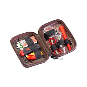 Kit Case Clássico Puff Marrom - Mix Vermelho e Preto