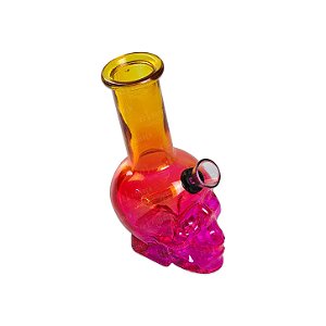 Bong de Vidro Caveira 15cm - Mix Rosa e Amarelo