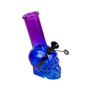 Bong de Vidro Caveira 15cm - Mix Azul e Roxo