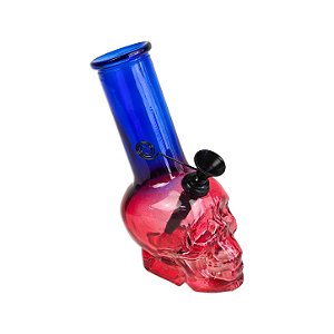 Bong de Vidro Caveira 15cm - Mix Azul e Vermelho