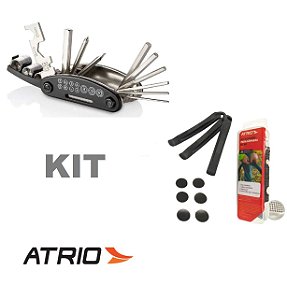 Kit Ferramentas Bike Canivete 15 Funções + Kit Remendo Pneu