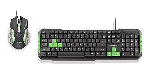 Kit Gamer Teclado E Mouse Usb Tc201 Tecla De Ataque Verde