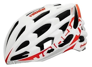 CAPACETE ADULTO BRANCO/VERMELHO  POLISPORT VELOSTER S/ LED TAMANHO G (58 - 61)