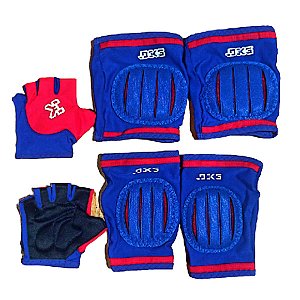 KIT DE PROTEÇÃO JOELHEIRA,COTOVELHEIRA,LUVA, INFANTIL DEKS KIDS MASCULINO AZUL TAMANHO M