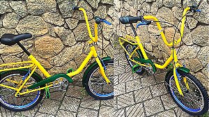 BICICLETA TIPO MONARETA VERDE/AMARELA  FREIO DE NYLON ARO 20 - USADA