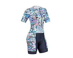 Macaquinho Feminino Marcio May Slim Fit Bike Rainbow M