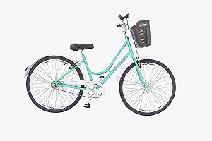 BICICLETA MILANO RETRO 1979 ARO(26) TAMANHO (M) COR VERDE/BRANCO FEMININA COM CESTA