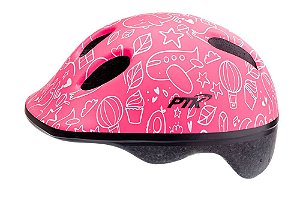 CAPACETE INFANTIL BABY SKY ROSA/BRANCO COM APOIO DE NUCA