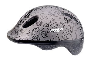 CAPACETE INFANTIL CICLISMO BABY SKY GRAFITE/PRETO COM APOIO DE NUCA -