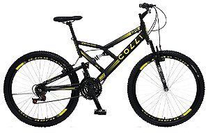 BICICLETA COLLI GPS FULL SUSPENSION ARO(26) TAMANHO (M) COR AMARELO FOSCO