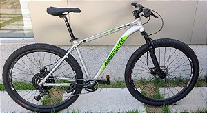 BICICLETA ABSOLUTE WILD ARO(29) TAMANHO 19(G) COR PRATA/VERDE KIT MONTAGEM