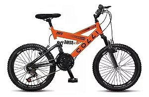 BICICLETA COLLI GPS FULL SUSPENSION ARO(20) TAMANHO (P) COR LARANJA NEON MASCULINO