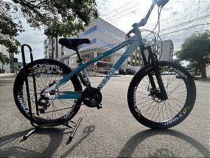 BICICLETA VIKINGX FREERIDE ARO(26) TAMANHO 13,5(P) COR AZUL TIFFANY/BRANCO