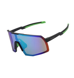 OCULOS CICLISMO ELLEVEN EL55 LENTE PRETO/VERDE ESPELHADO