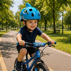 CAPACETE INFANTIL AZUL ABSOLUTE KIDS TUBARÃO TAMANHO G (49 - 55)