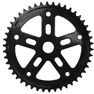 RODA DENTADA AÇO 46D 5 BRAÇOS PRETO COM FURO