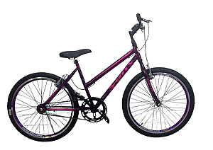 BICICLETA MTB SANS FEMININA ARO(24) COR VIOLETA S/MARCHA FREIO V/BK RODA AERO