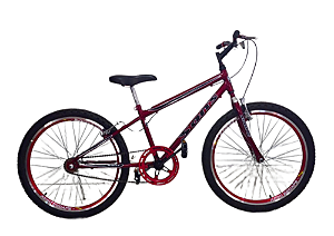 BICICLETA MTB SANS MASCULINA ARO(24) COR VERMELHA S/MARCHA FREIO V/BK RODA AERO