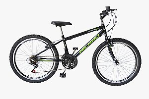 BICICLETA ARO (24) MASCULINA COR PRETO C/MARCHA 18V FREIO V-BRAKE MARCA MILANO