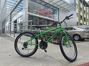 BICICLETA ARO (24) MASCULINA COR VERDE C/MARCHA 18V FREIO V-BRAKE MARCA MILANO