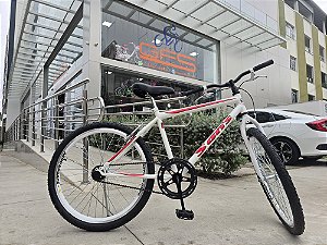 BICICLETA ARO (24) MASCULINA COR BRANCO/VERMELHO S/MARCHA MARCA SANS