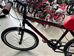 BICICLETA ARO (24) MASCULINA COR PRETA/VERMELHA S/MARCHA MARCA SANS