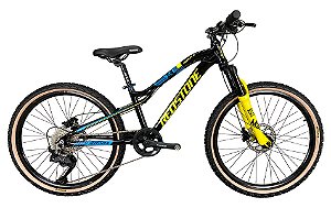 BICICLETA ARO (24) MASCULINA COR PRETO/ARAMELA C/MARCHA 1X9V MARCA REDSTONE ALPHA G