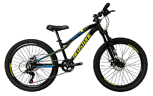 BICICLETA ARO (24) MASCULINA COR PRETO METALICO-AMARELO C/MARCHA 7V MARCA REDSTONE ALPHA G