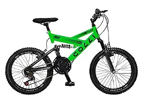 BICICLETA ARO (20) MASCULINA COR VERDE C/MARCHA 21V MARCA COLLI GPS FULL SUSPENSION