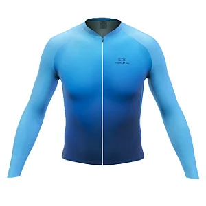 CAMISA CICLISMO MASCULINA MARCIO MAY MANGA LONGA DEGRADE SKY TAMANHO 3G