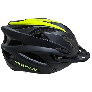 CAPACETE ADULTO PRETO/AMARELO VESSEL C/LED