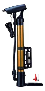 BOMBA DE AR MANUAL COM SUPORTE PARA BIKE CAERUS  31X5CM DOURADA