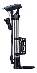 BOMBA DE AR MANUAL COM SUPORTE PARA BIKE CAERUS  31X5CM PRATA