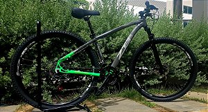 BICICLETA MTB ARO 29 ZT3 ALUMINIO 21V IMPORTADO FREIO DISC MECÂNICO 19 (G) GRAFITE/VERDE NEON