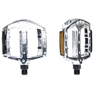 PAR DE PEDAL MTB PLATAFORMA ALUMINIO CROMADO ( EIXO GROSSO )