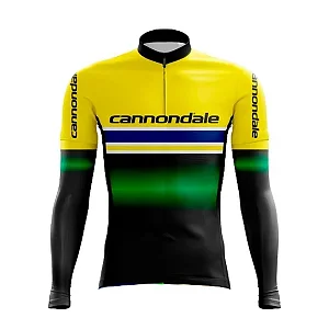 CAMISA CICLISMO MASCULINA CANNONDALE MANGA LONGA  AMARELA/VERDE/PRETA TAMANHO M