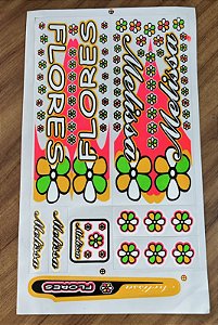 ADESIVO PARA QUADRO DE BIKE FLORES MELISSA AMARELO/VERDE/ROSA NEON