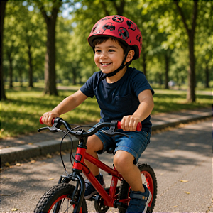 CAPACETE INFANTIL VERMELHO PTK TOYS S/ LED COM APOIO DE NUCATAMANHO P (48 - 55)
