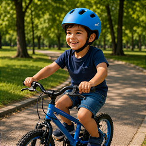 CAPACETE INFANTIL AZUL FOSCO PTK S/ LED COM APOIO DE NUCA TAMANHO P (48 - 55)