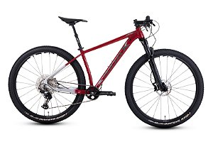 BICICLETA MTB ARO (29) AUDAX 400 SHIMANO DEORE 12 VELOCIDADES (1X12) FREIO DISC HIDRAULICO TAMANHO 19 (G) VERMELHO/PRATA