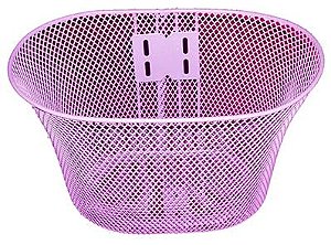 CESTA ARO 16  OVAL ARAME AÇO ROSA COM SUPORTE