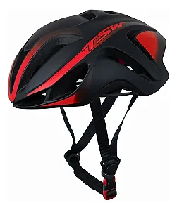 CAPACETE ADULTO PRETO/VERMELHO TSW TEAM S/LED TAMANHO M (54 - 58)