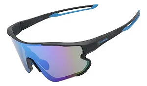 OCULOS CICLISMO ESPELHADO UV400 ELLEVEN PRETO/AZUL