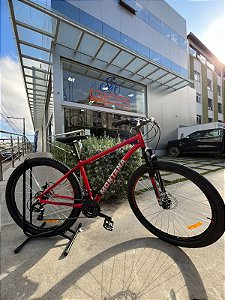 BICICLETA MTB ARO (29) CALOI MONTANA 21 VELOCIDADES (3X7) FREIO DISC MECÂNICO TAMANHO 17 (M) COR VERMELHO