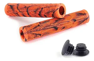 PAR DE MANOPLA PUNHO BIKE BMX BORRACHA VELOOH 165MM LARANJA/PRETO